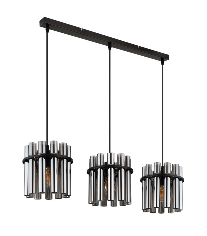 Gorley Ii Bar Pendant Ceiling Light Matt Black 3x E27-2