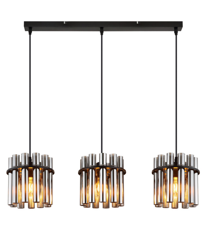 Gorley Ii Bar Pendant Ceiling Light Matt Black 3x E27-3