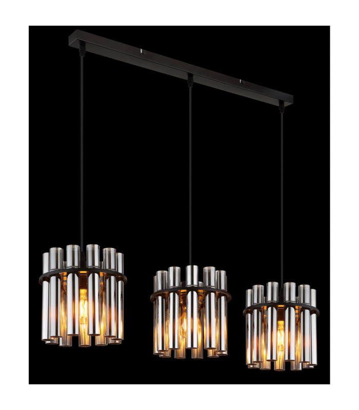 Gorley Ii Bar Pendant Ceiling Light Matt Black 3x E27-5