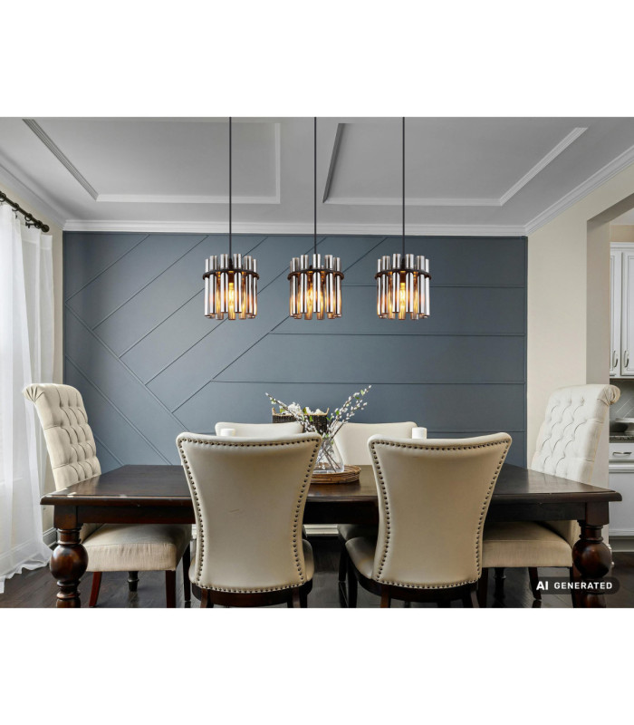 Gorley Ii Bar Pendant Ceiling Light Matt Black 3x E27-7