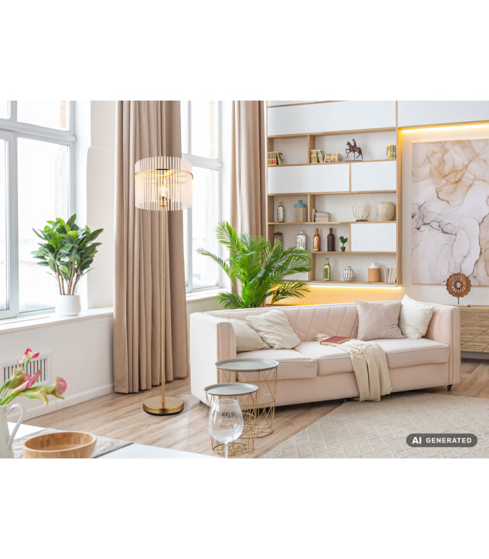 Gorley Glass Floor Lamp Matt Gold Colours 1x E27-11