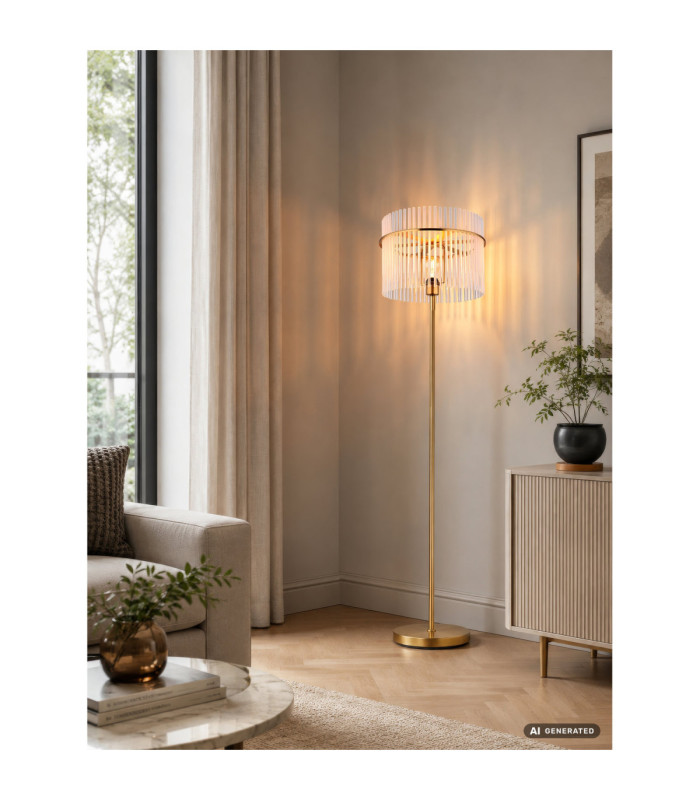 Gorley Glass Floor Lamp Matt Gold Colours 1x E27-13