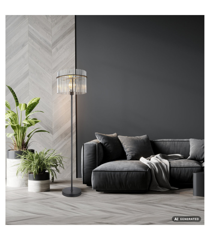 Gorley Glass Floor Lamp Matt Black 1x E27-9
