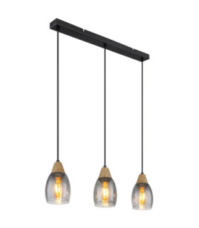 Reid Dome Bar Pendant Ceiling Light Matt Black Smoke Glass 3x E27-1