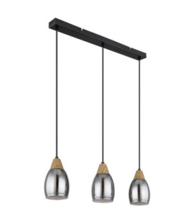 Reid Dome Bar Pendant Ceiling Light Matt Black Smoke Glass 3x E27-2