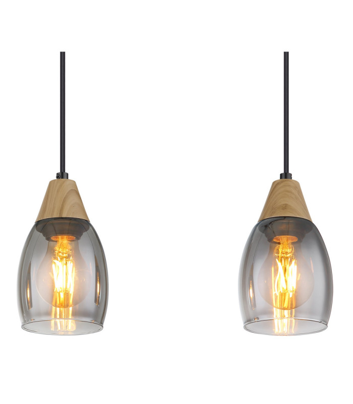 Reid Dome Bar Pendant Ceiling Light Matt Black Smoke Glass 3x E27-4