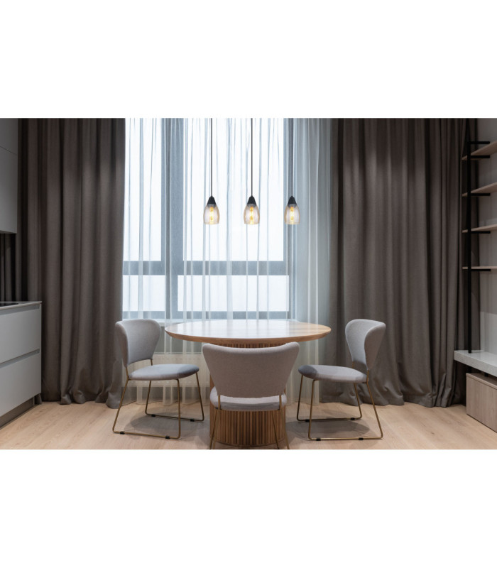 Reid Dome Bar Pendant Ceiling Light Matt Black Smoke Glass 3x E27-7