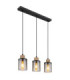 Reid Bar Pendant Ceiling Light Matt Black Smoke Glass 3x E27-1
