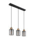 Reid Bar Pendant Ceiling Light Matt Black Smoke Glass 3x E27-2