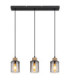 Reid Bar Pendant Ceiling Light Matt Black Smoke Glass 3x E27-3