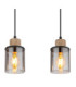 Reid Bar Pendant Ceiling Light Matt Black Smoke Glass 3x E27-4