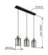 Reid Bar Pendant Ceiling Light Matt Black Smoke Glass 3x E27-6