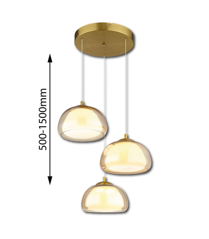 Avila Integrated LED Cluster Pendant Ceiling Light Gold Colours Brushed 2700-6500K-9
