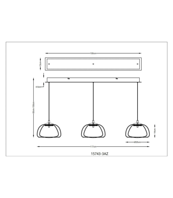 Avila Integrated LED Bar Pendant Ceiling Light Gold Colours Brushed 2700-6500K-14
