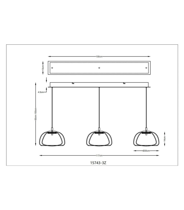 Avila Integrated LED Bar Pendant Ceiling Light Gunmetal 2700-6500K-11