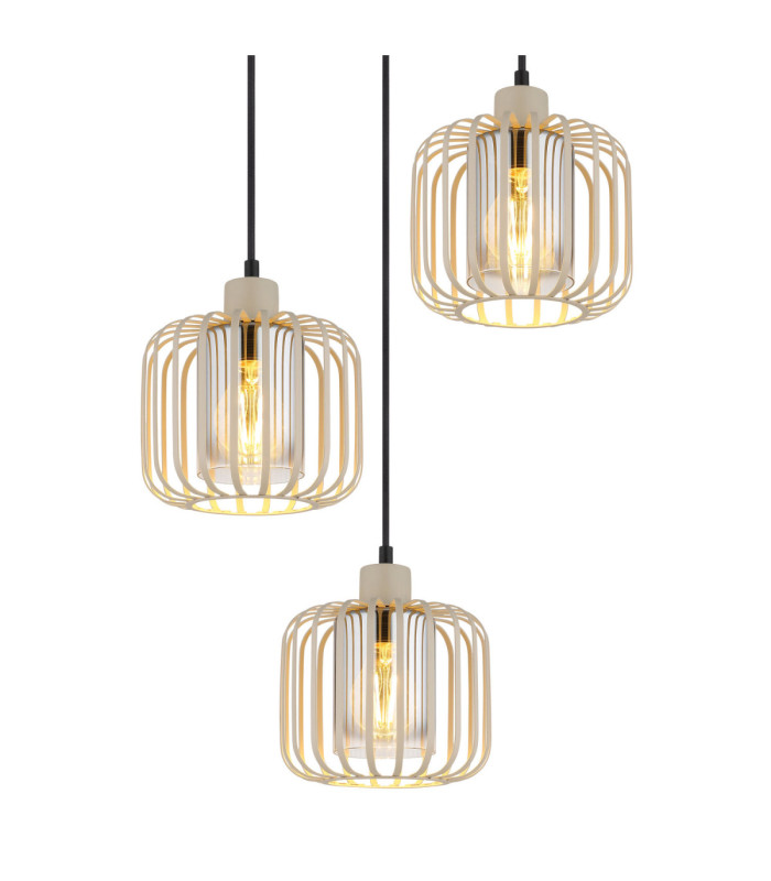 Alfred Cluster Pendant Ceiling Light Matt Sand Colour  3x E27-3