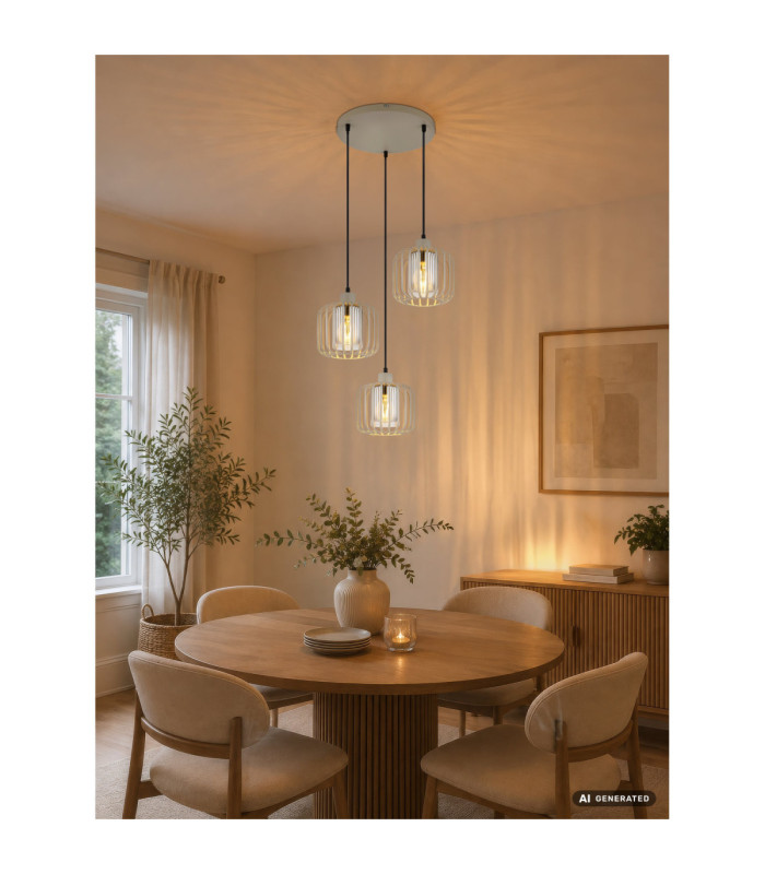 Alfred Cluster Pendant Ceiling Light Matt Sand Colour  3x E27-8