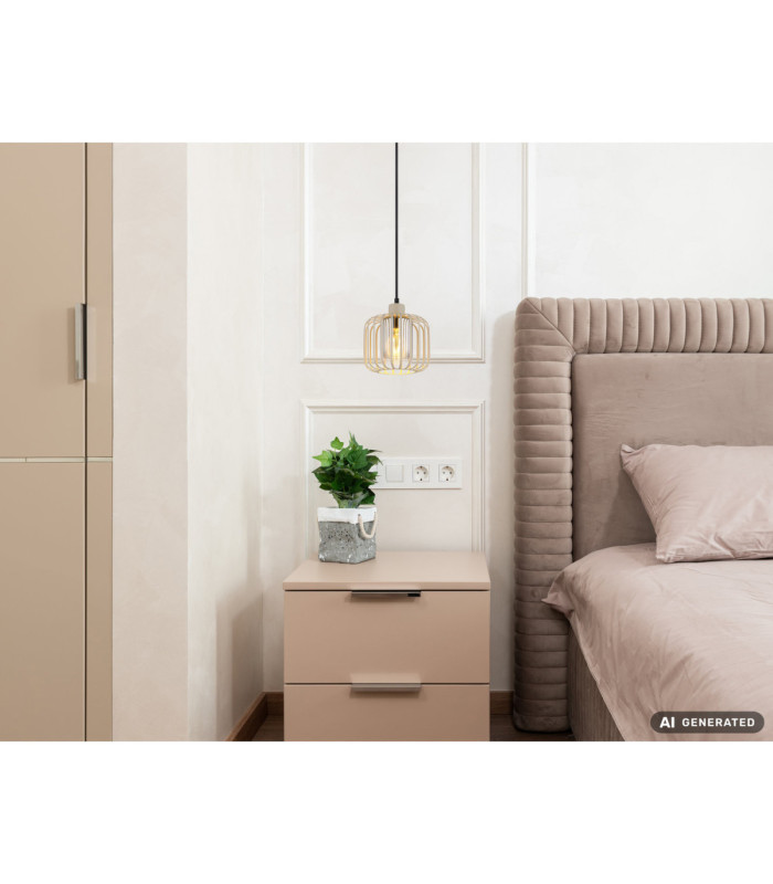 Alfred Wire Frame Pendant Ceiling Light Matt Sand Colour  1x E27-6