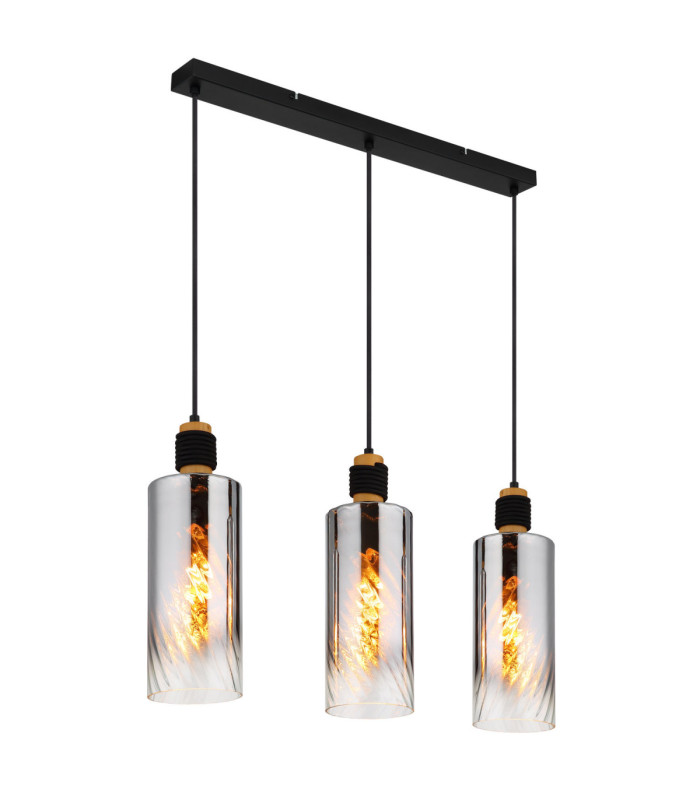 Osborne Bar Pendant Ceiling Light Matt Black 3x E27-1