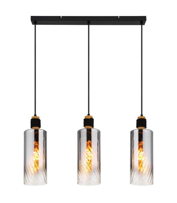 Osborne Bar Pendant Ceiling Light Matt Black 3x E27-3