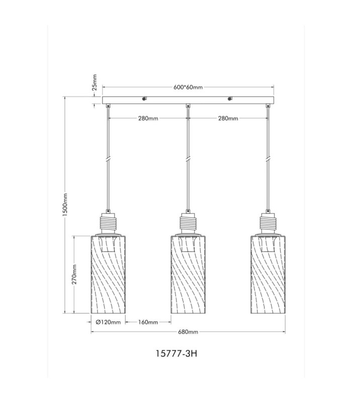 Osborne Bar Pendant Ceiling Light Matt Black 3x E27-7
