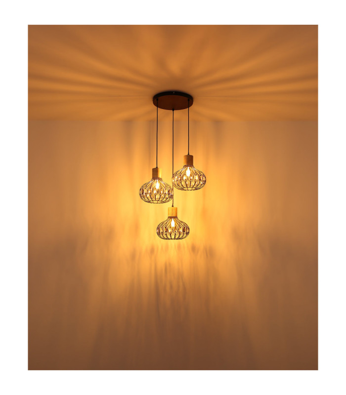 Dorthy Cluster Pendant Ceiling Light Matt Black 3x E27-5