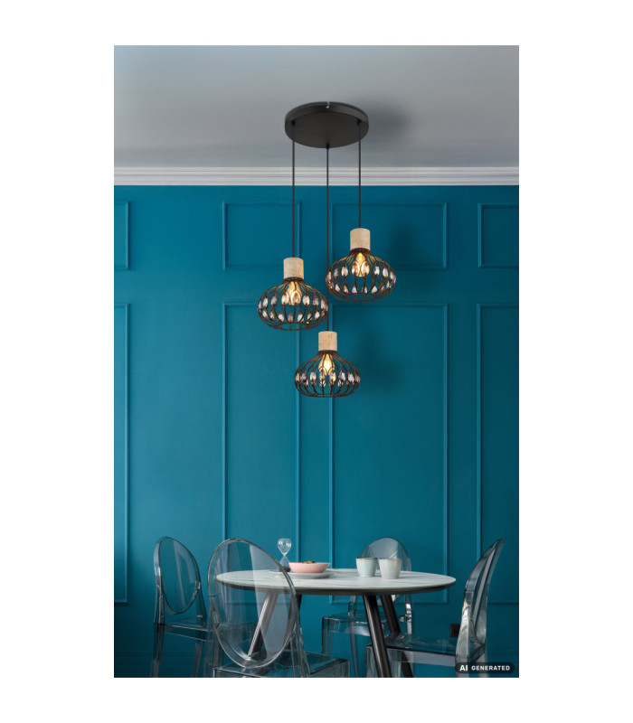 Dorthy Cluster Pendant Ceiling Light Matt Black 3x E27-6