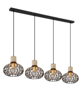 Dorthy Bar Pendant Ceiling Light Matt Black 4x E27-1