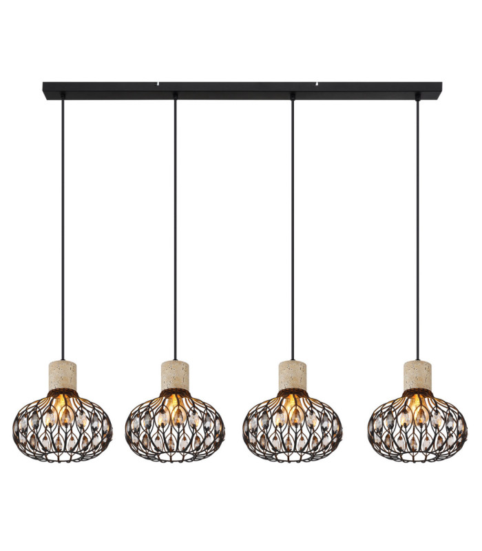 Dorthy Bar Pendant Ceiling Light Matt Black 4x E27-3