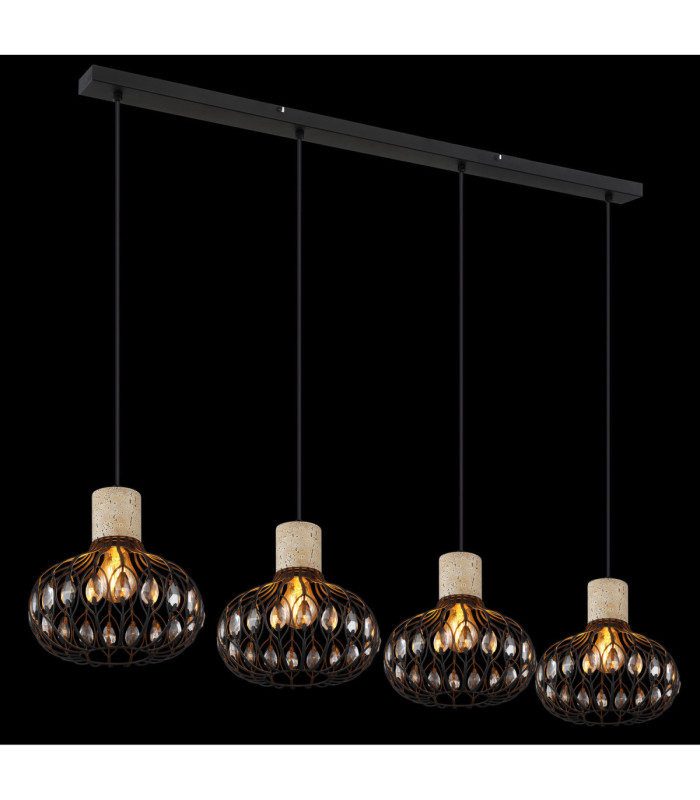 Dorthy Bar Pendant Ceiling Light Matt Black 4x E27-5