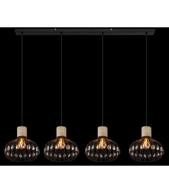 Dorthy Bar Pendant Ceiling Light Matt Black 4x E27-6