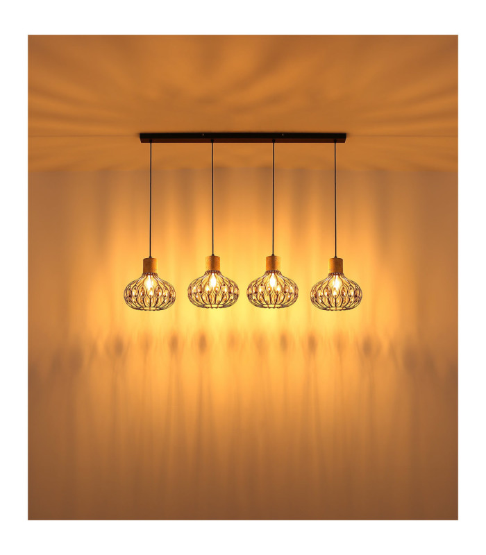 Dorthy Bar Pendant Ceiling Light Matt Black 4x E27-7