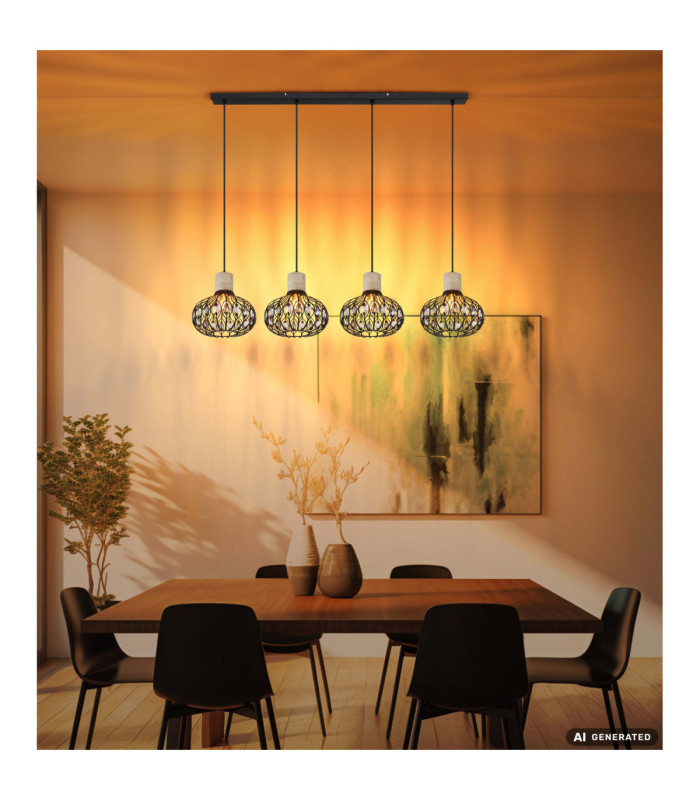 Dorthy Bar Pendant Ceiling Light Matt Black 4x E27-8
