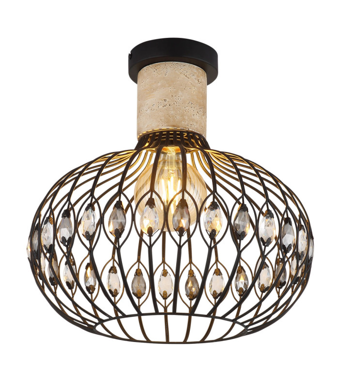 Dorthy Semi Flush Ceiling Light Matt Black 1x E27-1