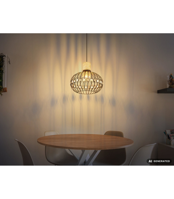Dorthy Wire Frame Pendant Ceiling Light Matt Black 1x E27-6