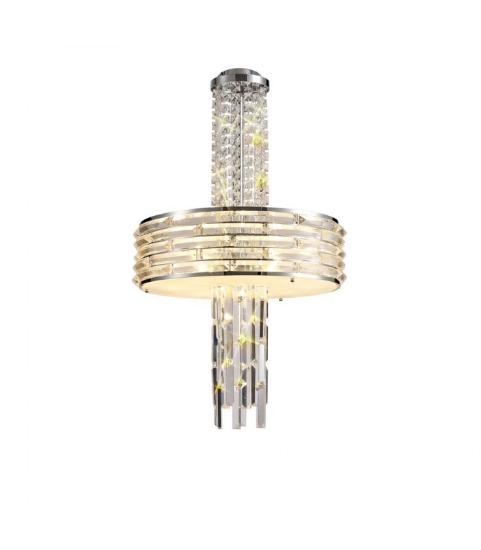 Ceiling Pendant, Semi Ceiling Convertible, 7 x E14, Polished Chrome, Crystal - 4