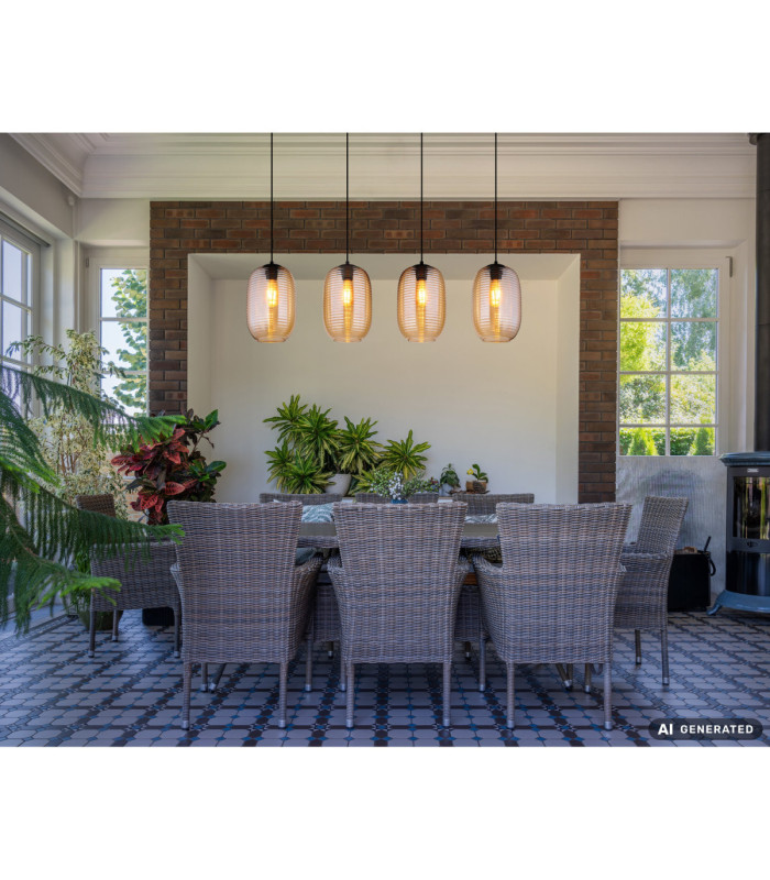 Jefrey Bar Pendant Ceiling Light Matt Black 4x E27-7