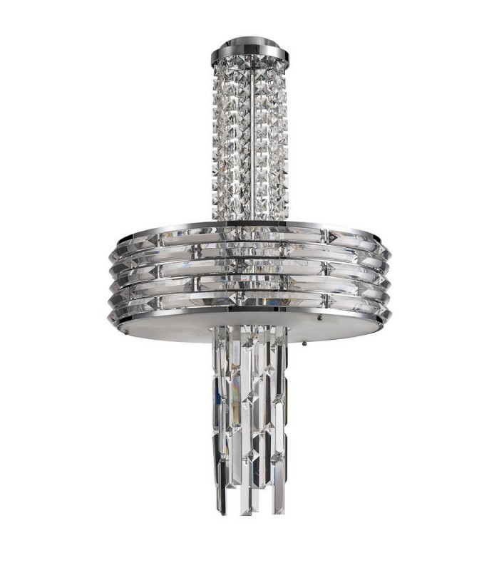 Ceiling Pendant, Semi Ceiling Convertible, 7 x E14, Polished Chrome, Crystal - 5
