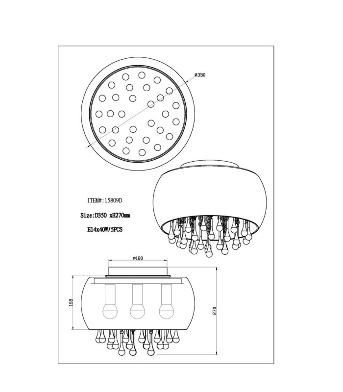 Kalla Ceiling Light Chrome 5x E14-6