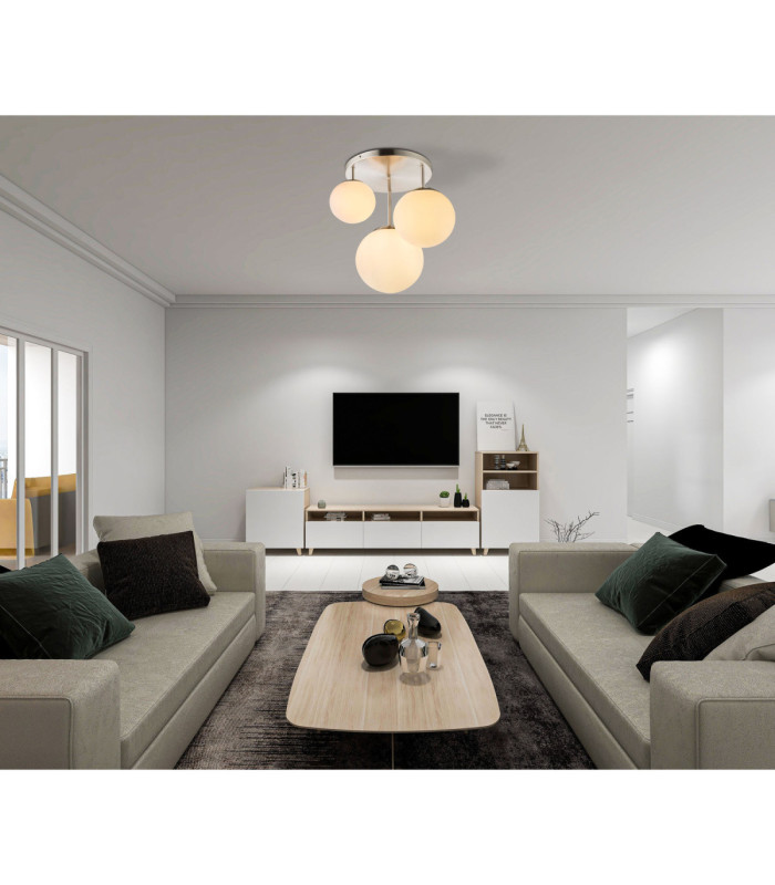 Joel Globe Ceiling Light Matt Nickel 3x E27-2