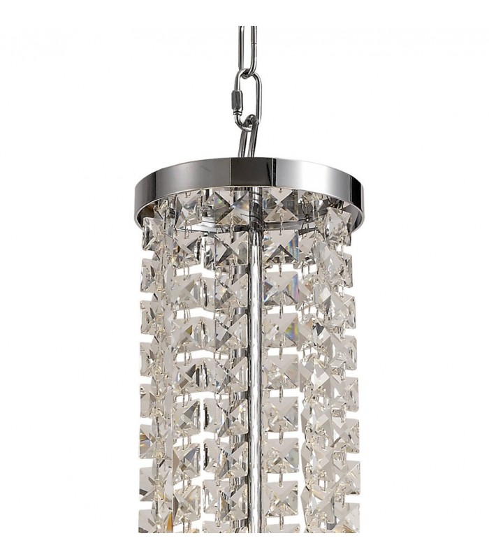 Ceiling Pendant, Semi Ceiling Convertible, 7 x E14, Polished Chrome, Crystal - 8