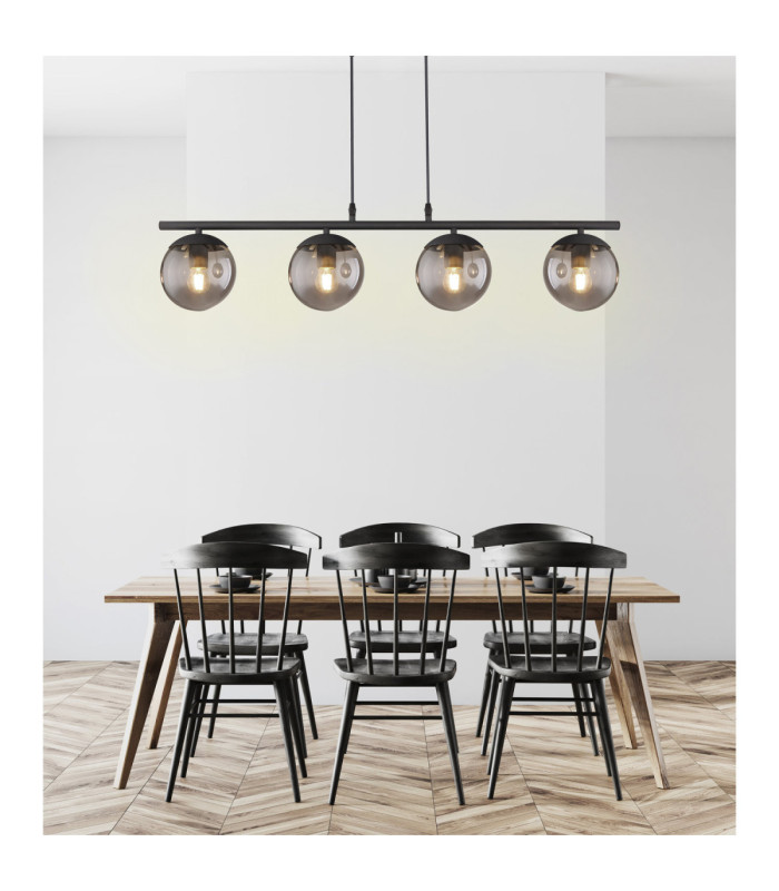 Blama Bar Pendant Ceiling Light Matt Black 4x E27-6