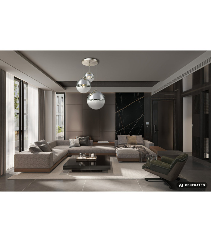 Varus Cluster Pendant Ceiling Light Matt Nickel 3x E27-9