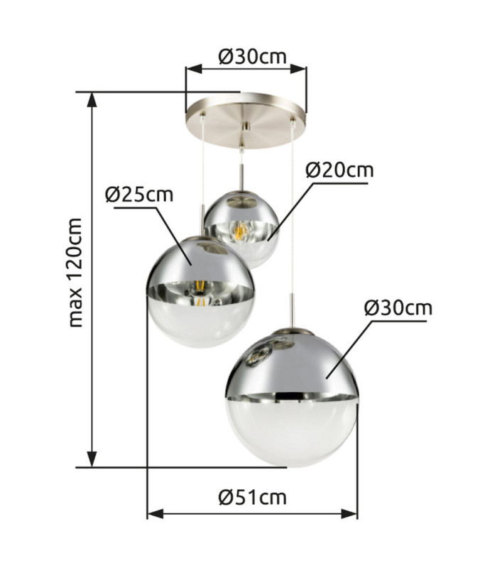 Varus Cluster Pendant Ceiling Light Matt Nickel 3x E27-11