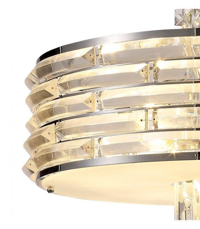 Ceiling Pendant, Semi Ceiling Convertible, 7 x E14, Polished Chrome, Crystal - 11