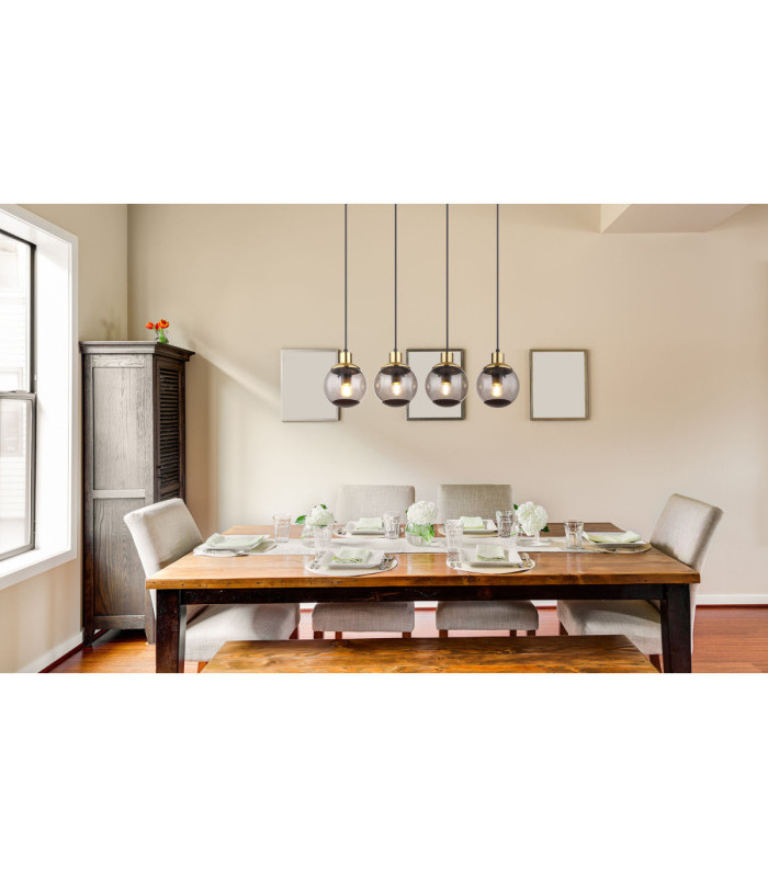 Potter Bar Pendant Ceiling Light Matt Black 4x E27-10