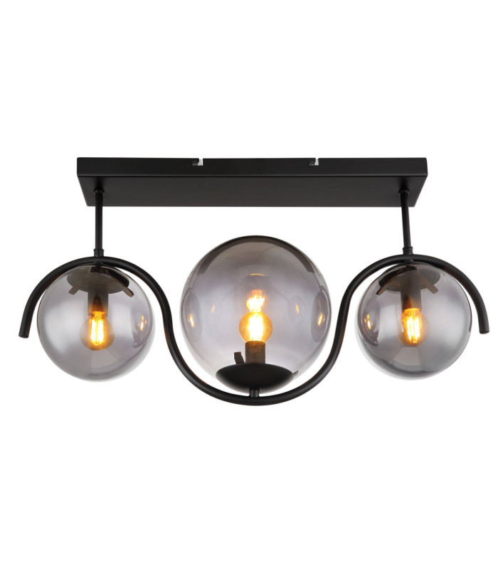 Porry Globe Ceiling Light Matt Black 3x E14-3