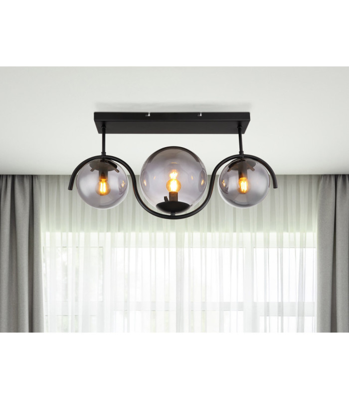 Porry Globe Ceiling Light Matt Black 3x E14-5