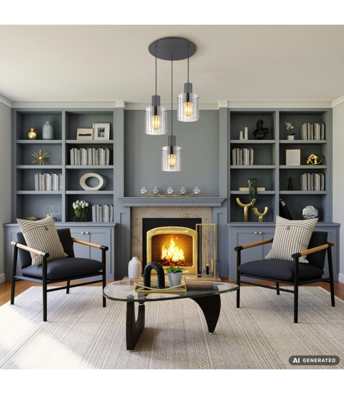Tiril Cluster Pendant Ceiling Light Matt Anthracite 3x E27-4