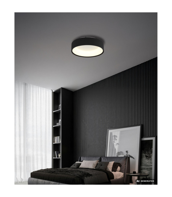 Kemp Integrated LED Cylindrical Ceiling Light Matt Black 2700-4000-6000K-7